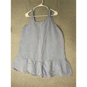 Loft Pinafore Tunic Peplum Dress Short XL Chambray Linen Blend Drop Waist Light